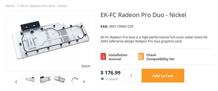 伴你在清凉的夏天中度过,EK为Radeon Pro Duo订造水冷模块