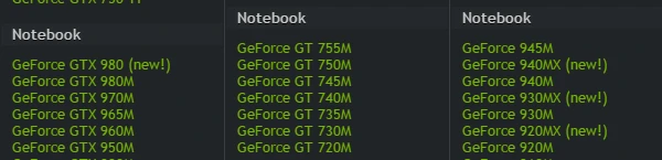 Nvidia悄然推出GeForce 940MX/930MX/920MX移动GPU新品