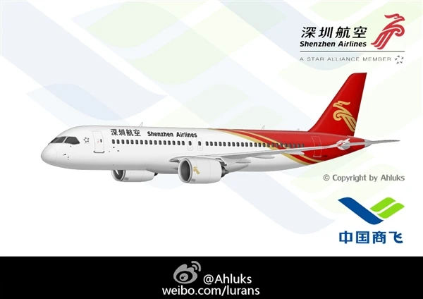 国产大飞机C919换上航空公司涂装效果图