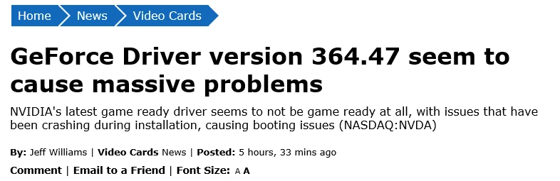 为《全境封锁》做好准备！英伟达发布新驱动364.47 