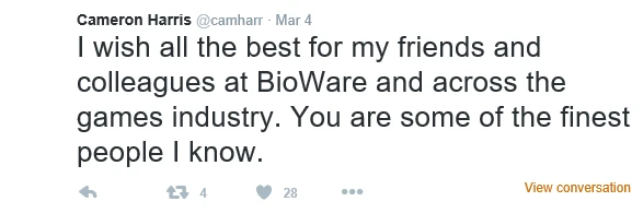 又一个!《质量效应:仙女座》编剧下月中旬离开BioWare