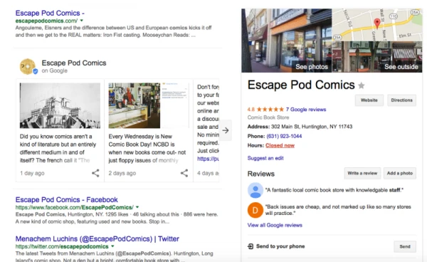 谷歌在搜索结果中测试新商户卡片信息